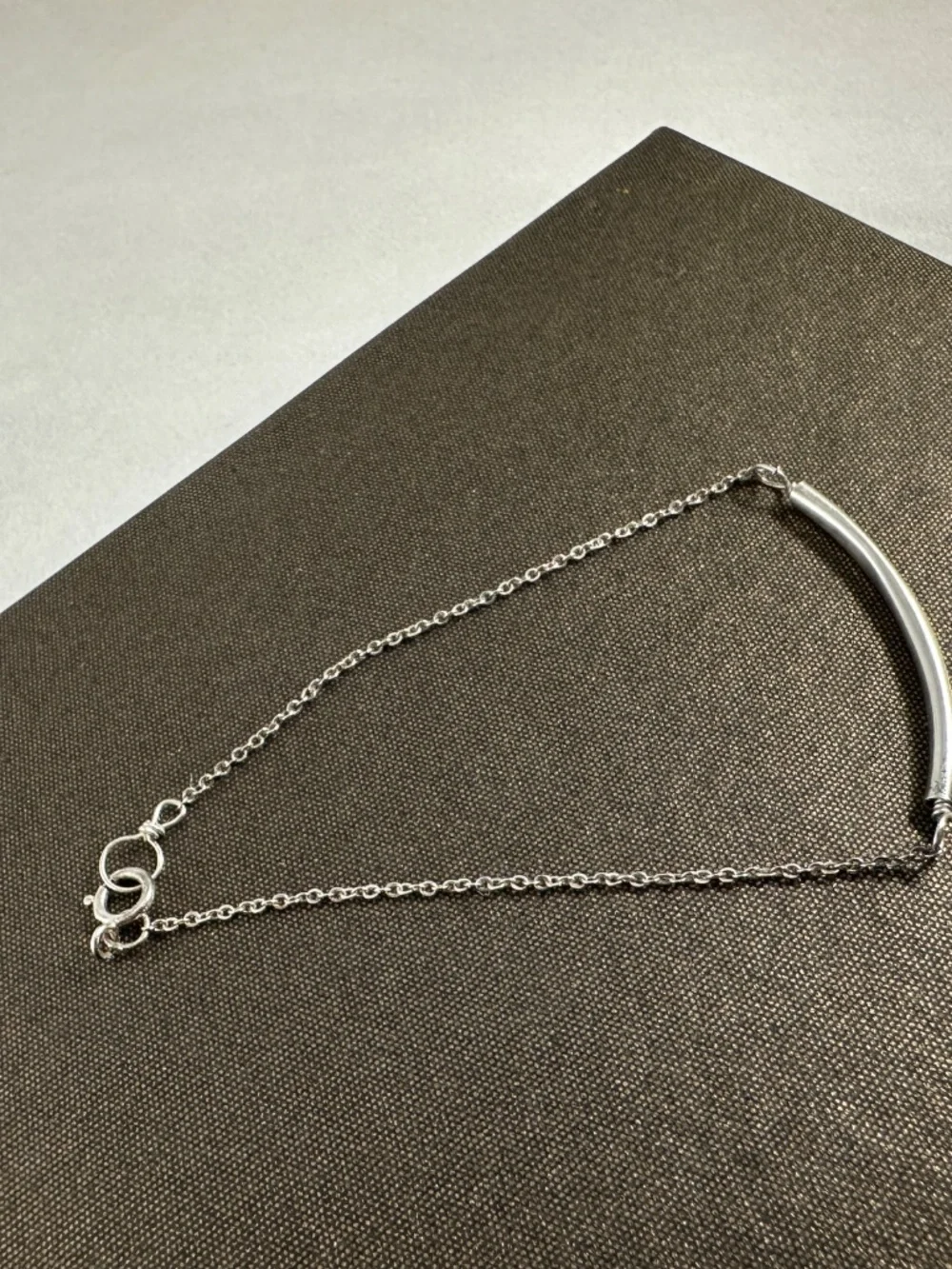 Sterling Silver Curved Bar Bracelet Minimalist Dainty Chain Bar Bracelet Boho St